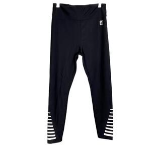 PE‎ Nation Women's Athletic Workout Leggings Black With White On Bottom Size M